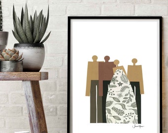 Family Portrait, African American Family art, Art print yourself, People of Color, Inclusion, Diversity, print myself, Black art