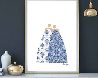 Preppy Room Décor, Cottagecore room décor, Same Sex couple, big sister gift, sister gift from sister, best friend gift ideas, family print