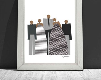 African American Family Portrait, Minimalist People, Minimalist Portrait, Family art, People of color, Print myself, Art Print yourself
