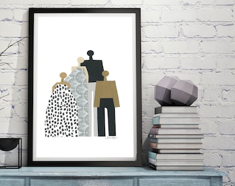 Printable wall art, Biracial family, Diverse family portrait, Family Portrait, Print yourself, diversity art, unity print, Interracial art