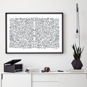 36x48, Aztec Art, Extra Large Wall art, 80s art, Printable, Black and White Art, Print yourself, Instant download, Affordable art