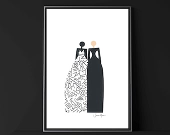 Fashion Best Friends, Women art, Best Friend Gifts, Printable art, Black owned shop, Last Minute Gift, dorm art, minimalist art