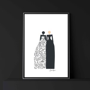 Fashion Best Friends, Women art, Best Friend Gifts, Printable art, Black owned shop, Last Minute Gift, dorm art, minimalist art image 1