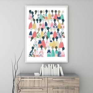 Printable Art, People Art, Modern Painting, Wall Decor, Minimalist people, Unity, People of Color,  Rainbow people, African American