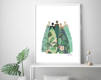 Emerald Green, Tropical decor, Black artist, minimalist artwork, cute apartment decor, preppy room decor, college apartment