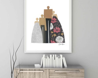 Gift for Mom, Gift for Dad, family art, Black owned business, Diversity art, Unity art, inclusion, People art, Large printable art