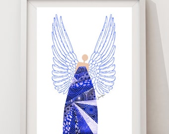 Christmas Angel, Spiritual art, Modern Christian art, Spiritual wall art, religious wall art for women, angel art print, art deco angel