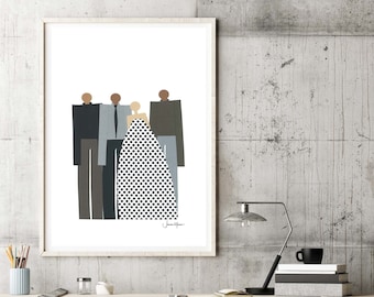 Husband Gift, Minimalist family, Meaningful, Gift for Mom, Gift for Dad, Printable Family Portrait, Black Owned Business, Apartment décor