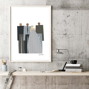 Husband Gift, Minimalist family, Meaningful, Gift for Mom, Gift for Dad, Printable Family Portrait, Black Owned Business, Apartment décor