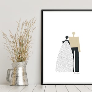 Mehrfarbiges Paar, Interracial Paar, Hochzeitsgeschenk, druckbare abstrakte Familie, Minimalistische Hochzeitskunst, Vielfalt, Abstrakte Familie