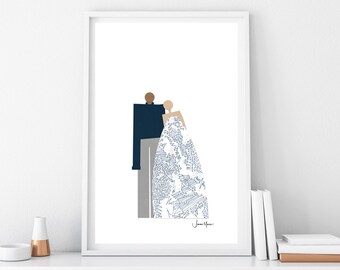 Diverse Couple Portrait Print, 30th Anniversary Gift (Digital Download)