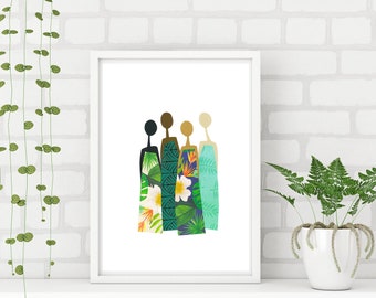 Emerald Green, Tropical Décor, Big wall art, sister art, sister gift, Minimalist tropical décor, large wall art, Print yourself