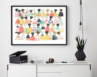 Printable Art, Classroom decor, Classroom art, inclusion art, Diversity art, People Art, Minimalist people, Unity, Rainbow people, culture