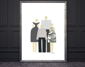 Printable Family Portrait, Family art portrait, Minimalist Family Portrait, Traditional family portrait, Abstract family portrait, printable