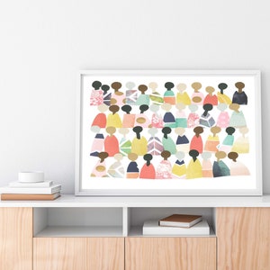 Community of Diverse People, Rainbow people, Printable Art, Classroom décor, inclusion art, Diversity art, People Art, Minimalist artwork