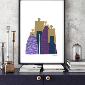 Afro Bohemian, African American Family, People Art, Printable, Diverse Art, Inclusive Art, Living Room Art, Minimalist Art