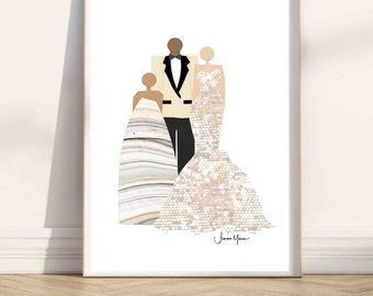 10 year Anniversary gift for husband, faceless portrait, family illustration, family portrait, Sentimental gift dad, Sentimental mom gift