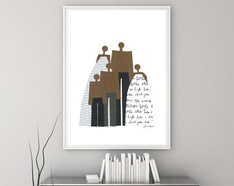 African American Family Portrait, Minimalist People, Minimalist Portrait, Family art, People of color, Print myself, Art Print yourself