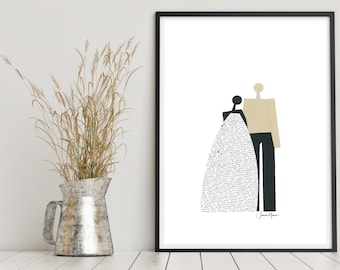Multiracial couple, Interracial couple, Wedding gift, Printable abstract Family, Minimalist wedding art, Diversity, Abstract family
