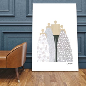 Minimalist Family Portrait, Family of 4, Girl Dad, Gift for Mom, Gift for Dad, Family Portrait, Custom Family Portrait, Apartment decor