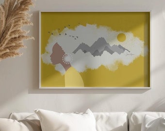 Indie room decor, Apartment decor, girly wall art, funky wall art, vibrant wall art, above bed art, feminine wall art, hippie room decor