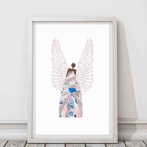 Arte cristã moderna, arte religiosa negra, arte religiosa de parede para mulheres, arte espiritual de parede, arte de anjo, arte bíblica, propriedade de negros