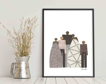 Valentines day gift, African American, Minimalist People, Minimalist Portrait, Family art, People of color, Print myself, Art Print yourself