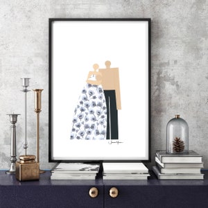 Printable Family Portrait,  Last Minute Gift, Minimalist people, New born gift, Baby Shower gift, new parent, gift for new mom, People art