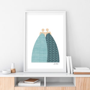 Cadeau de soeur de soeur, cadeau de grande soeur, décoration de chambre preppy, portrait sans visage, décoration de chambre cottage, portrait de couple, portrait minimaliste