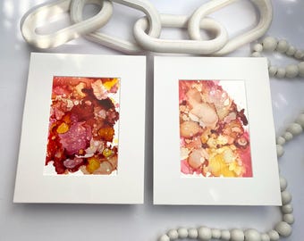 Alcohol Ink Abstract Painting Set, Romantic Wall Art (8x10)