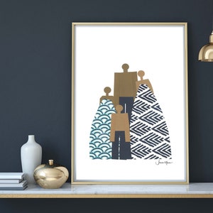 Gift for Mom, Gift for Dad, African American Family, People Art, Printable, Diverse Art, Inclusive Art, Living Room Art, Minimalist Art image 4