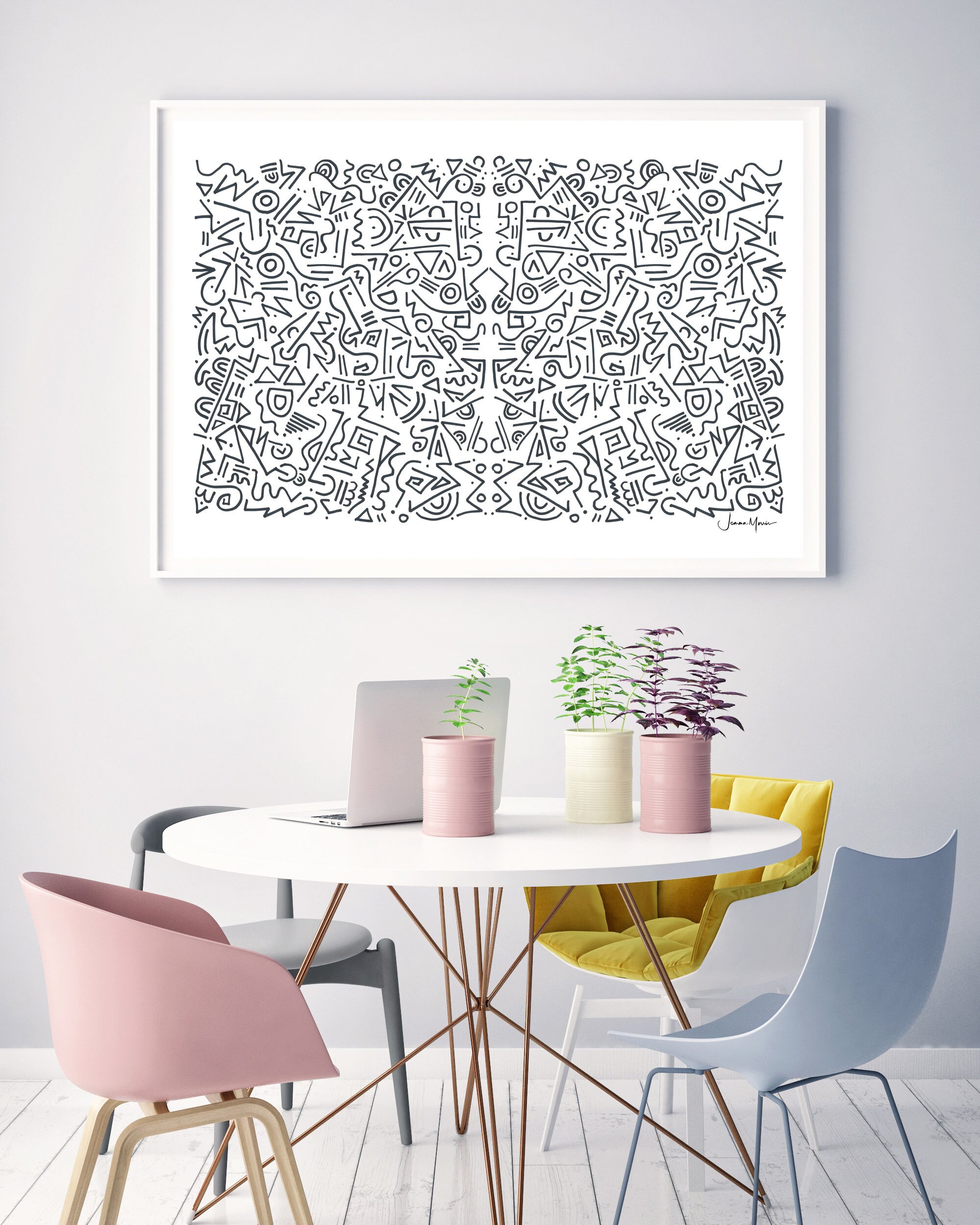 36x48 Aztec Art Extra Large Wall Art 80s Art Printable Etsy