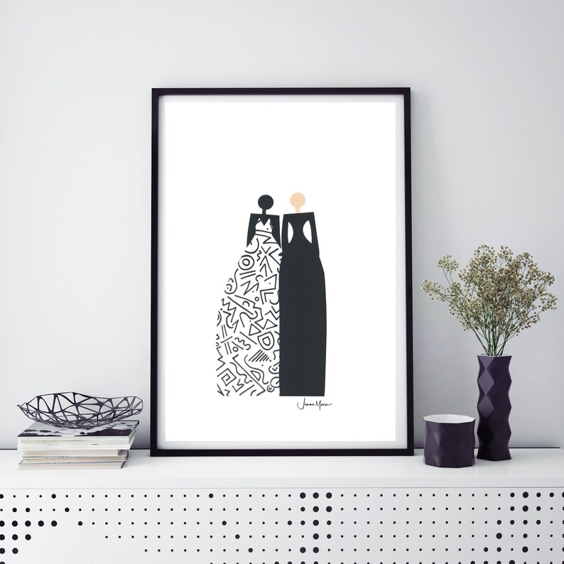 Fashion Best Friends, Women art, Best Friend Gifts, Printable art, Black owned shop, Last Minute Gift, dorm art, minimalist art image 5