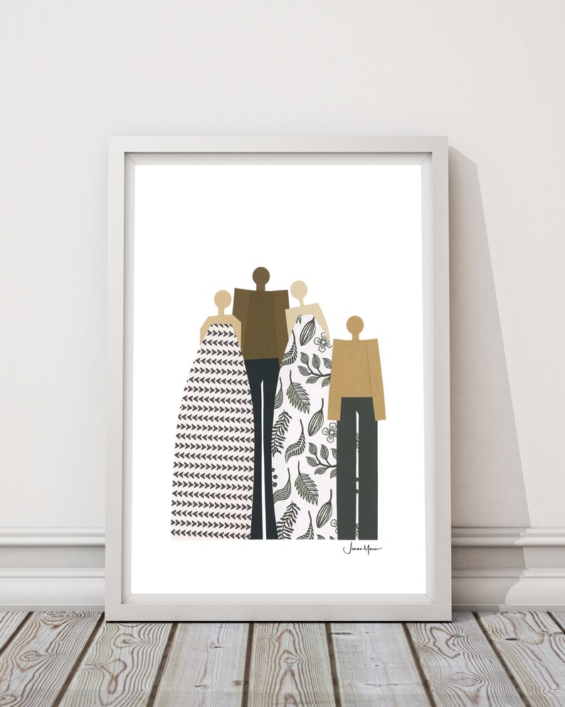 Printable Family Portrait Gift for Mom Interracial Family | Etsy