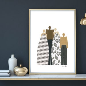 Ritratto di famiglia stampabile, regalo per la mamma, famiglia interrazziale, arte dell&#39;inclusione, arte birazziale, arte della diversità, artista nero, uguaglianza,