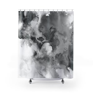 Shower Curtains in Black & White, Boho Shower Curtain, Cute Shower curtain, White Shower Curtain, Abstract Black and White Shower curtain