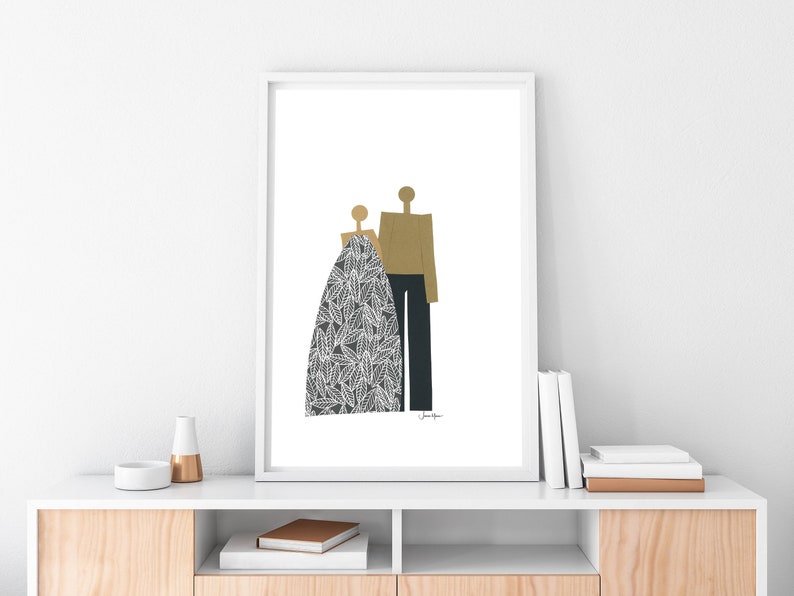 Minimalist People Abstract Portrait Apartment Decor | Etsy