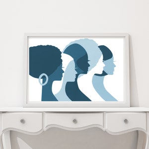 Women of Color Profile Art African American Art Sisters - Etsy