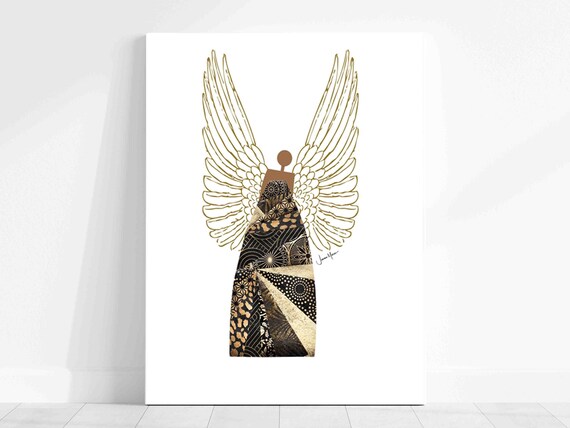 Modern Christian art, Spiritual art, Black Religious art, Minimal artwork, religious wall art for women, art angel, angel art print