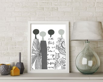 Office Decor, Modern Art, People of Color Art, Printable art, Black and White Prints, Ethnic Art Print, Unity art, wall art, Printable