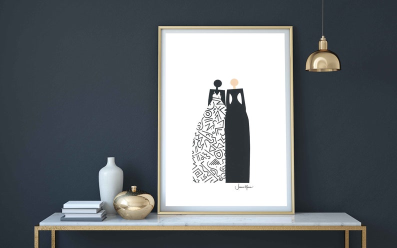 Fashion Best Friends, Women art, Best Friend Gifts, Printable art, Black owned shop, Last Minute Gift, dorm art, minimalist art image 9