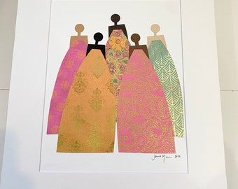 Minimalist Black Woman Art, Gold Neutral Wall Decor, Feminine Artwork, Teacher Gift, Modern Home Decor