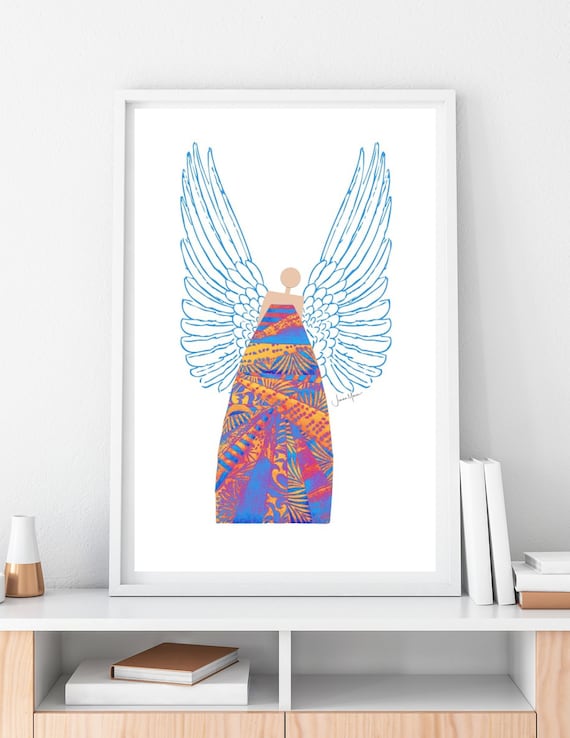 Spiritual Art, Modern Christian art, Spiritual wall art, Biblical art, art angel, angel wall art, calming wall art, feminine wall art