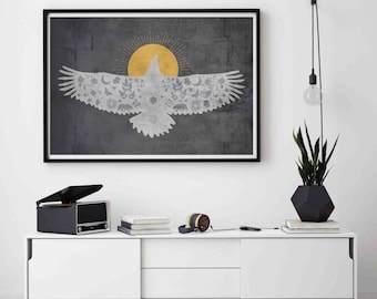 Printable Eagle Native American Art, eagles, Patriotic wall art, Eagle gifts, Farm art, Folk art, Western art, Minimal art, Oversized art