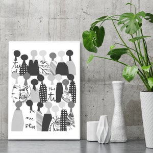 Minimalist artwork, Apartment decor, Zen wall art, printable art, People of Color, Nursery art, Unity, African American art, Ethnic Art