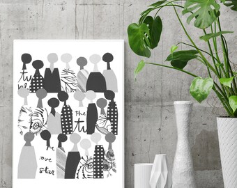 Minimalist artwork, Apartment decor, Zen wall art, printable art, People of Color, Nursery art, Unity, African American art, Ethnic Art