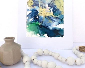 Navy Blue wall art, maximalist wall art, maximalist decor, sage green wall art, abstract art original, bar cart art, preppy room decor