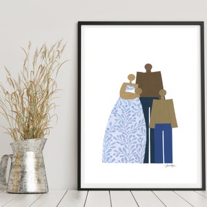 African American Family Portrait, New born art, Minimalist Portrait, Family art, People of color, Print myself, Art Print yourself image 5