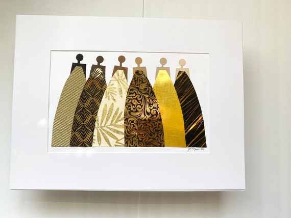 Black Woman Wall Art, Gold Minimalist Artwork, Feminine Modern Decor, African American Art, Statement Piece