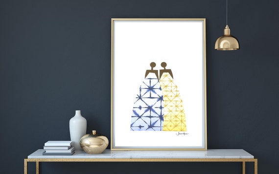 African American art, Black girl art print, Best friend birthday gift for her, couples portrait, Queer art, Couple Portrait, Minimalist
